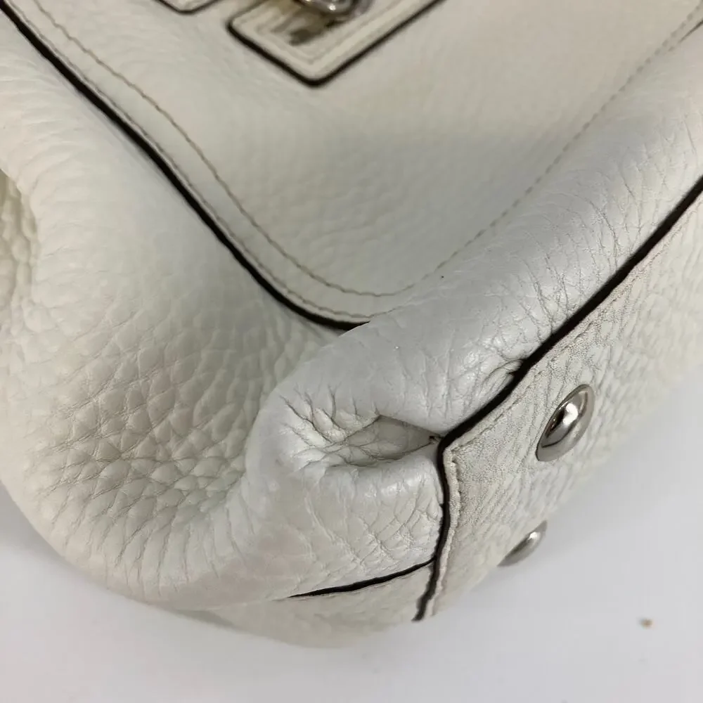COACH F14686 WHITE AND YELLOW PEBBLEED LEATHER HANDBAG